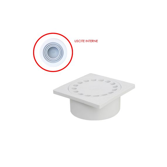 Chiusino sifonato con scarico verticale interno in PP grigio 150×150mm E3028 Airgama