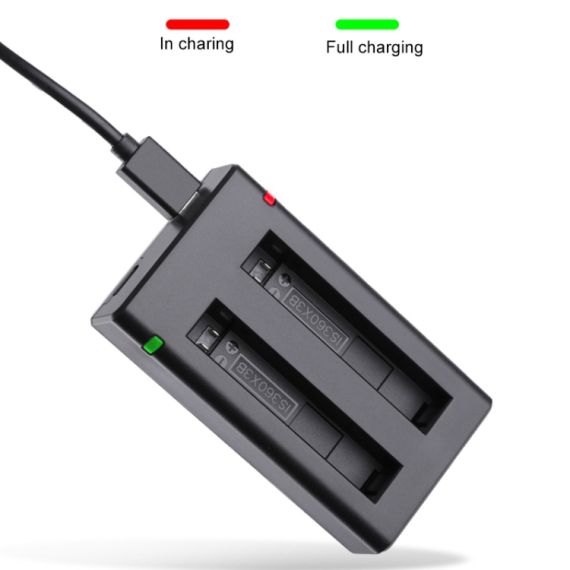 Caricabatterie USB a Doppia Batteria con Cavo e Indicatore Luminoso (Nero) per Insta360 X3 20050 