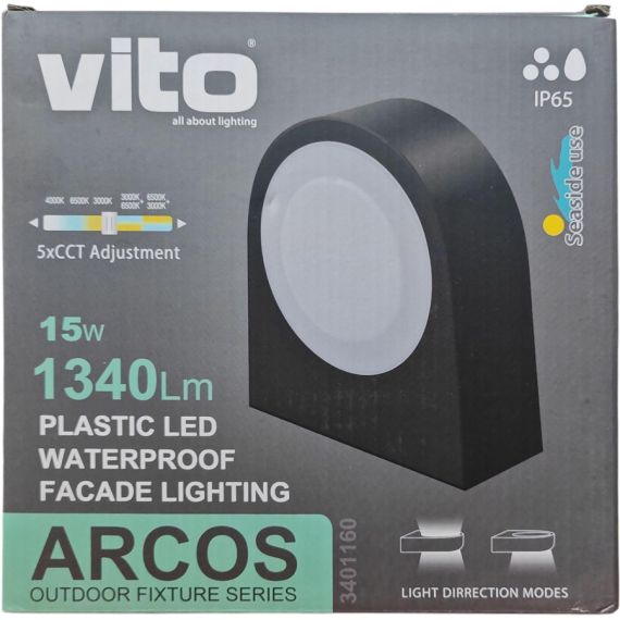 Lampada applique LED da parete 15W 1350Lm 5xCCT IP65 EL973 Vito