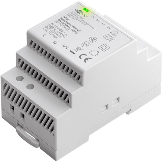 Alimentatore per guida DIN 12VCC 4,5A 44W F1522 Goobay