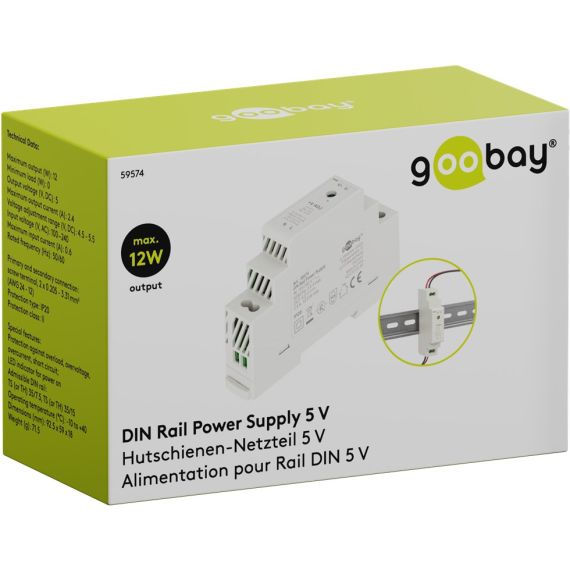 Alimentatore per guida DIN 5 VDC 2,4A 12 W F1672 Goobay