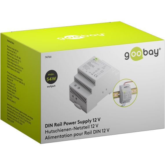 Alimentatore per guida DIN 12VCC 4,5A 44W F1522 Goobay