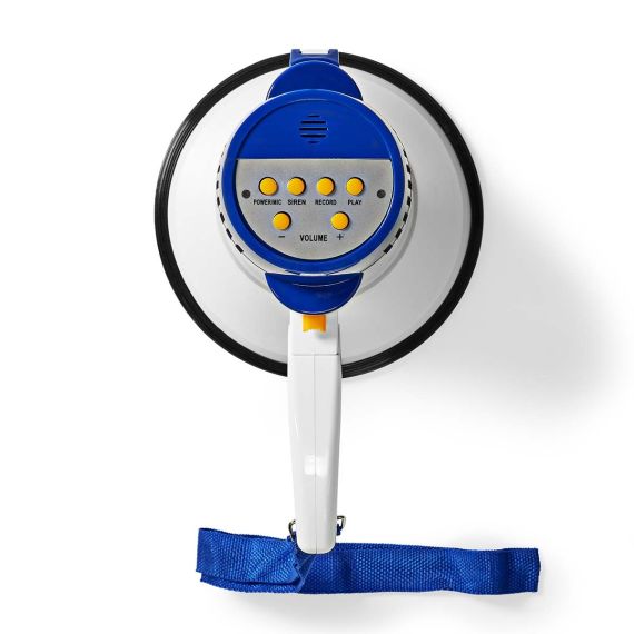 Megafono portatile 10W con sirena e funzione di registrazione – Bianco/Blu ND5478 Nedis