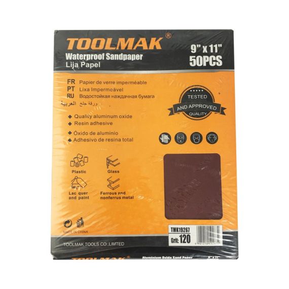 Carta abrasiva impermeabile 120 - confezione da 50 TL9890 Toolmak