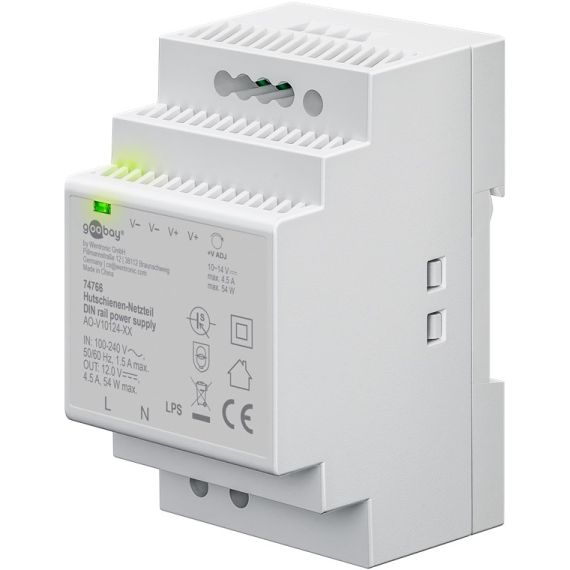 Alimentatore per guida DIN 12VCC 4,5A 44W F1522 Goobay