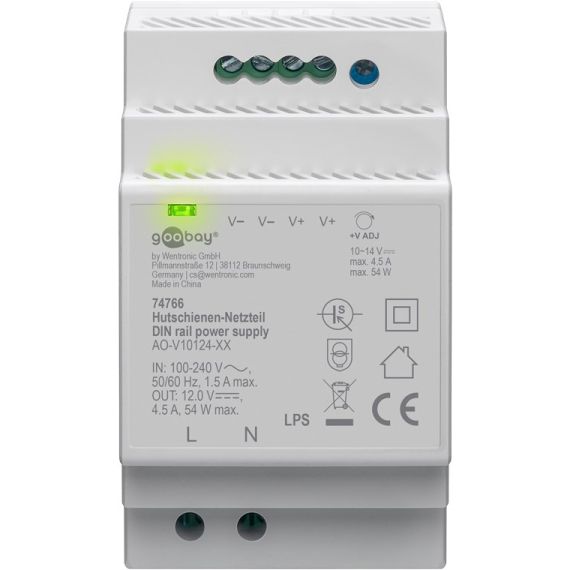 Alimentatore per guida DIN 12VCC 4,5A 44W F1522 Goobay