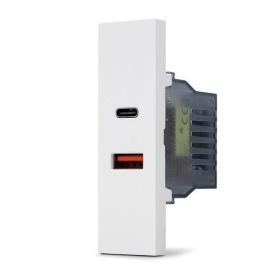 Doppia presa caricabatteria USB A e USB C 5V 2,4A bianco linea ZEN 08784 