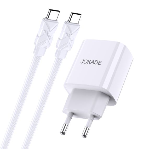 Caricabatterie ricarica rapida USB-C + USB-A 20W con cavo USB-C - USB-C bianco JB042 F4785 Jokade