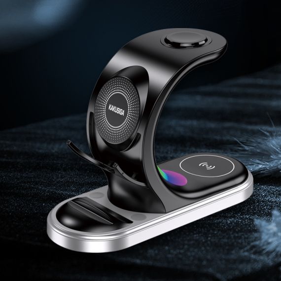Stazione di Ricarica Wireless Rapida 3 in 1 con Supporto 15W F4695 Kakusiga
