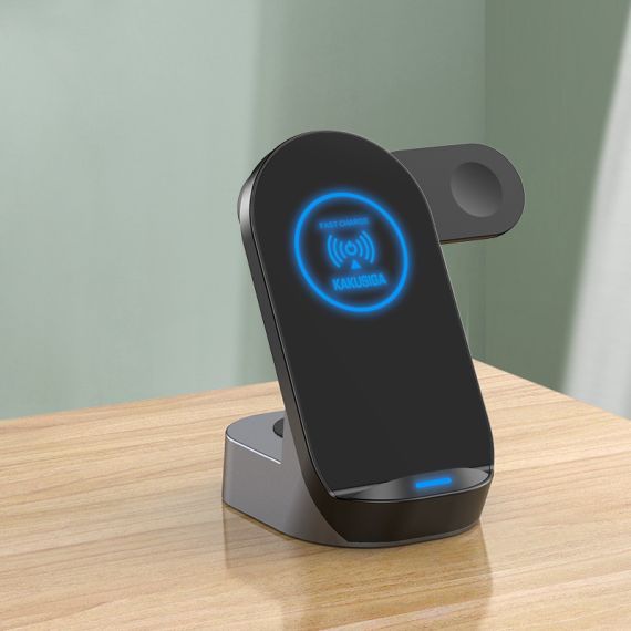 Stazione di Ricarica Wireless 3 in 1 con Supporto da Scrivania 15W F4690 Kakusiga