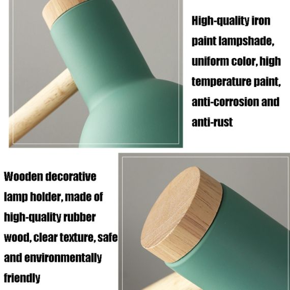 Lampada da tavolo in legno e metallo E27 nera E6133 