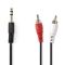 Stereo Audio Cable | 6.35 mm male - 2x RCA male | 2.0 m | Black ND2080 Nedis