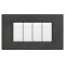 Placca in tecnopolimero spazzolato antracite 4 posti compatibile Living International EL067 