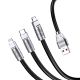 Cavo di Ricarica Rapida 3 in 1 USB a Lightning, Type-C e Micro USB Nero 1,2 m 3A F4725 Jokade