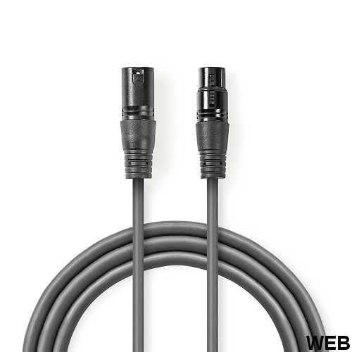 Balanced XLR Audio Cable | 3 Pin XLR Male - 3 Pin XLR Female | 0.5 m | Grey ND204 