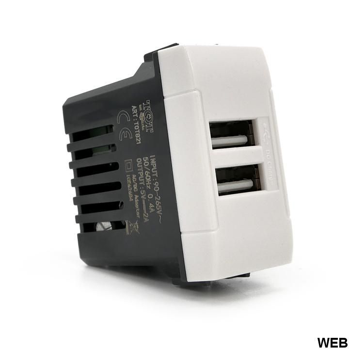 Alimentatore doppia presa USB 5V 2A Bianco compatibile Living