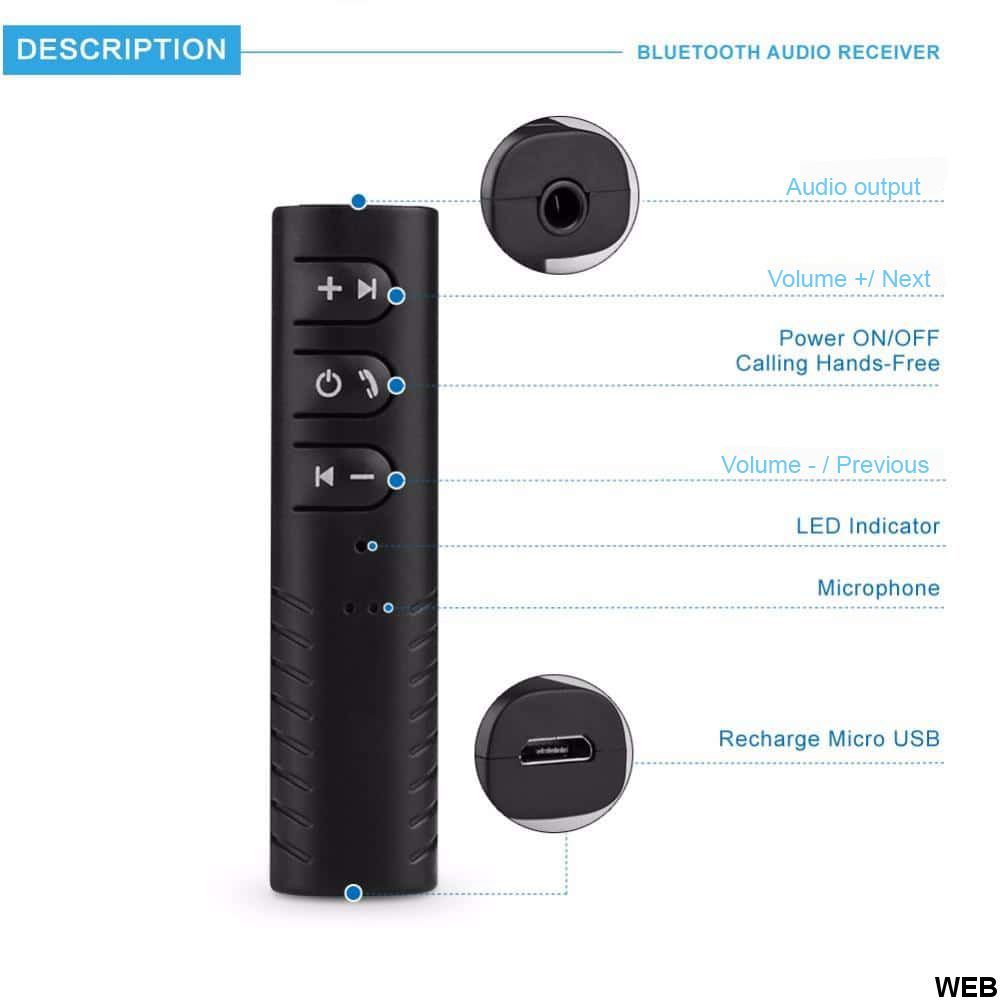 Bluetooth receiver with audio jack connector WB750 