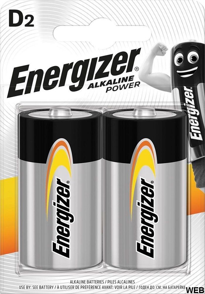 Pack of 2 Alkaline battery type D LR20 1.5V blister Energizer E1036 